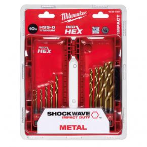 Milwaukee Shockwave HSS-G TiN Red Hex - 10 pc Set Milwaukee Shockwave HSS-G TiN Red Hex - 10 pc Set