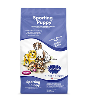 Alpha Sporting Puppy is a complete hypoallergenic wheat gluten  free food,