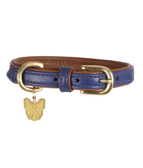 Digby & Fox Padded Leather Dog Collar Navy