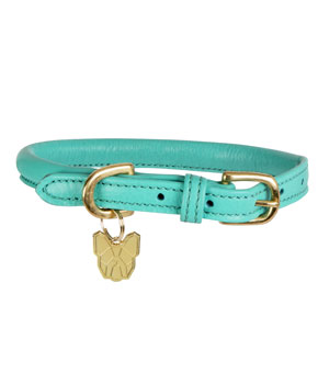 Digby & Fox Rolled Leather Dog Collar Teal