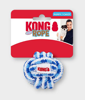 Kong Rope Ball Puppy Assorted Colours Pink/Blue